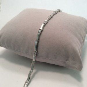 18k WHITE Solid Real Gold Fancy CZ Tennis lady Bracelet 6 3/4''  10.60 gr